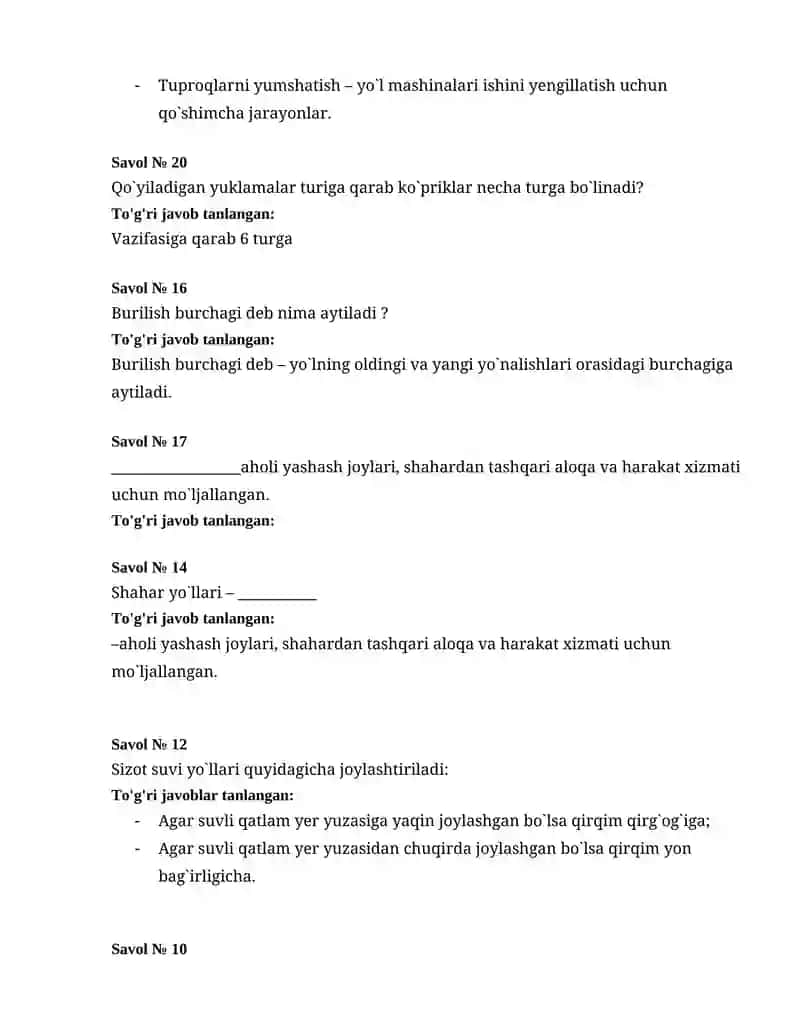 Umumdavlat axamiyatiga ega bo`lgan yo`llar 2