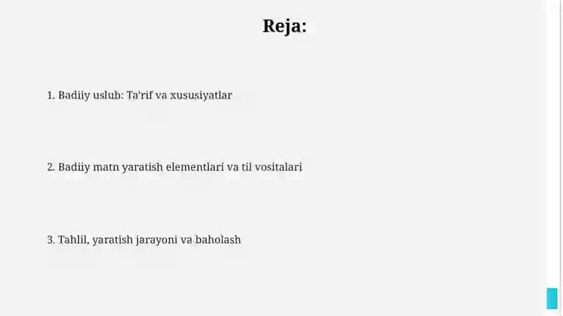 Badiiy uslubga xos badiiy matn yozish 2