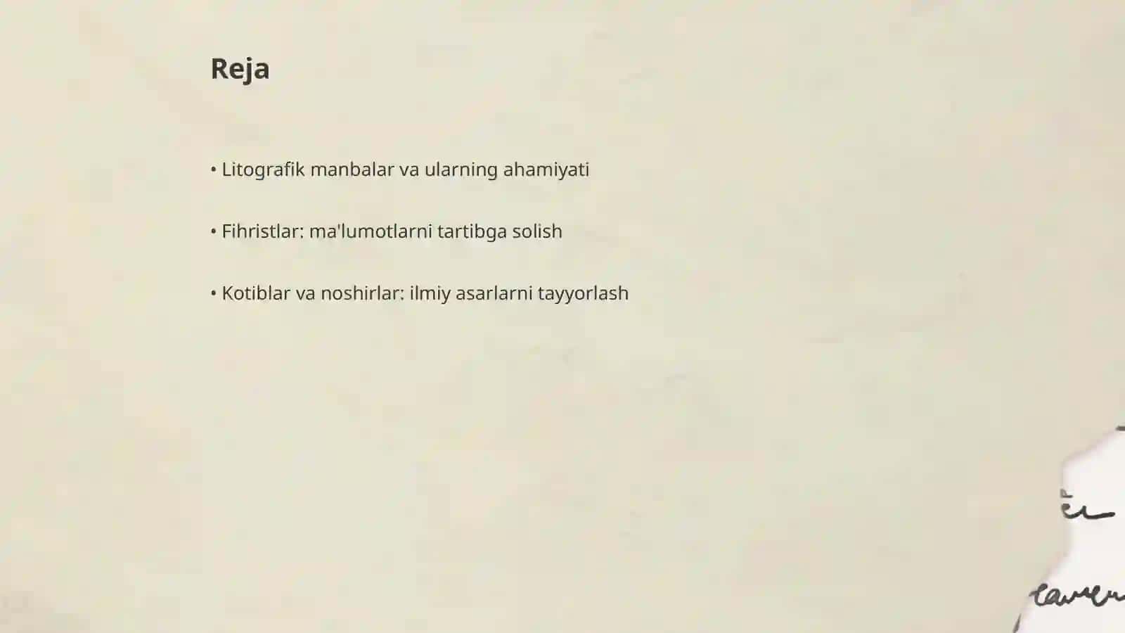 Litografik manbalar, fihristlar, kotib va noshirlar, yig’ma-qiyosiy matnlar 2