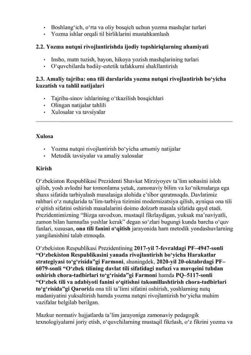 Ona tili darslarida yozma nutqni rivojlantirish metodlari 2