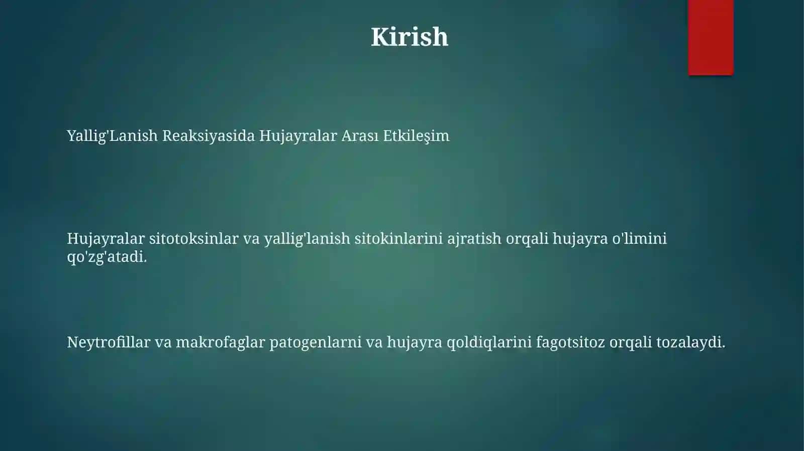 Yallig'Lanish Reaksiyasi Vaqtida HujayralarniO'ZaroTa'Siri 2
