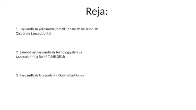 Payvandlash Yordamida Metall Konstruksiyalar Ishlab Chiqarish Samaradorligi 2