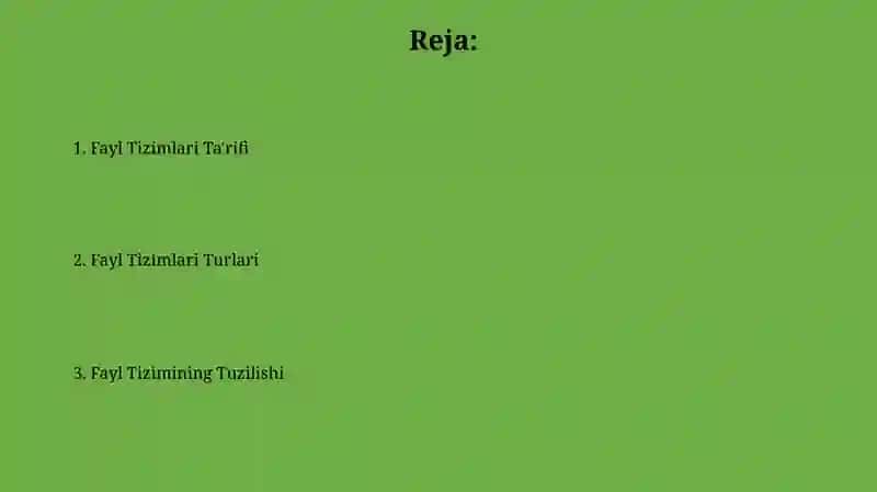Fayl tizimlari va ularning tuzilishi 2