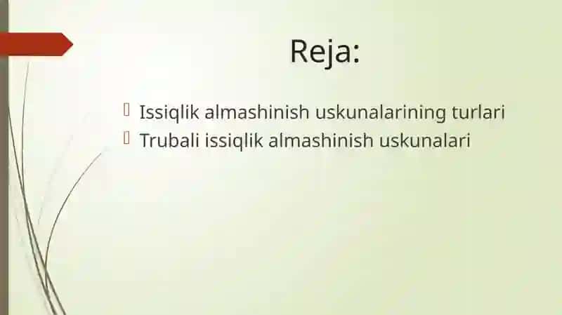 Issiqlik almashinasi huskunalarining issiqlik xisobi 2