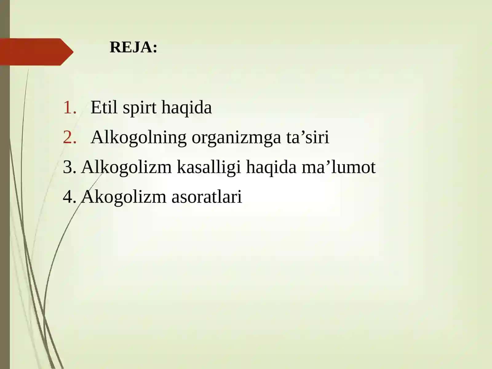 ETIL SPIRTI. ALKOGOLIZM VA UNING ASORATLARI 2