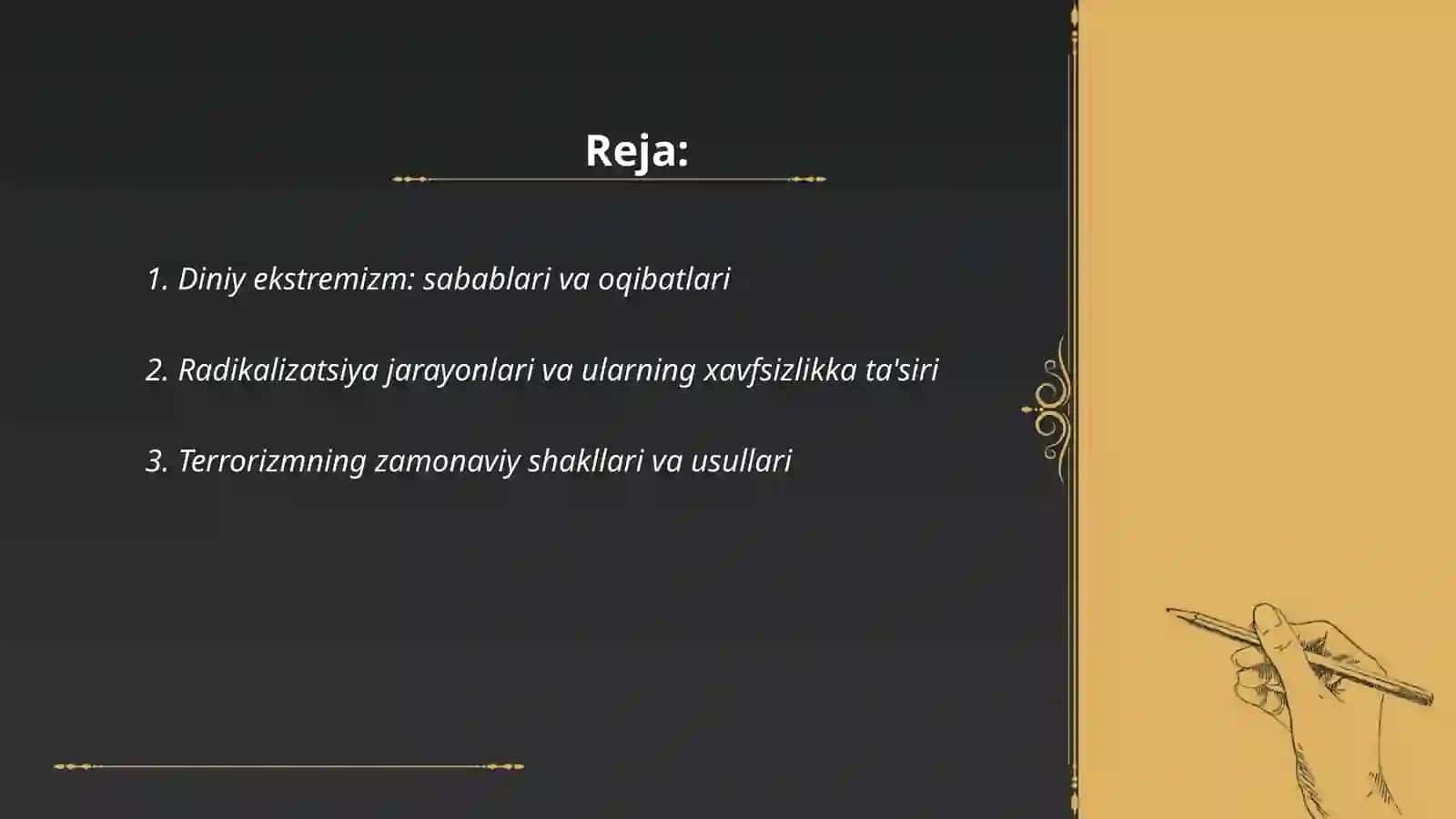 Diniy ekstremizm, radikalizm va terrorizm xavfsizlikka tahdid 2