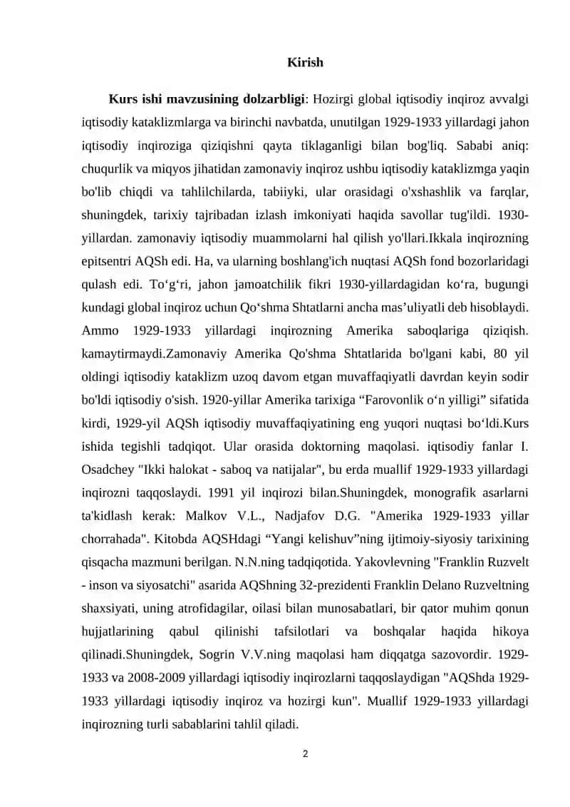 1929-1932-YILLARDAGI JAHON IQTISODIY INQIROZINING AQSH VA LOTIN AMERIKASIGA TA’SIRI 2