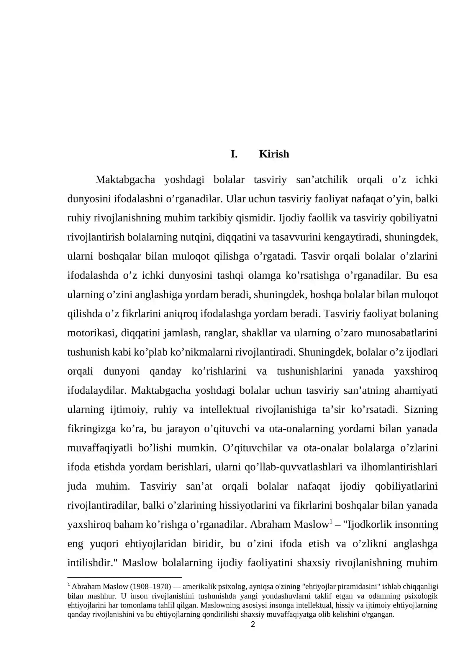 Tasviriy san’atning bolalar psixologiyasiga tafakkur orqali o’z ichki dunyosini ifodalashi 2