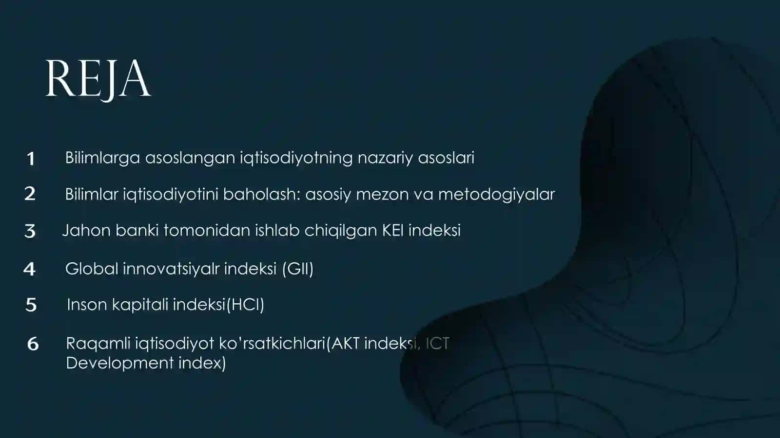 BILIMLARGA ASOSLANGAN IQTISODIYOTNING RIVOJLANISH INDEKSLARI 2