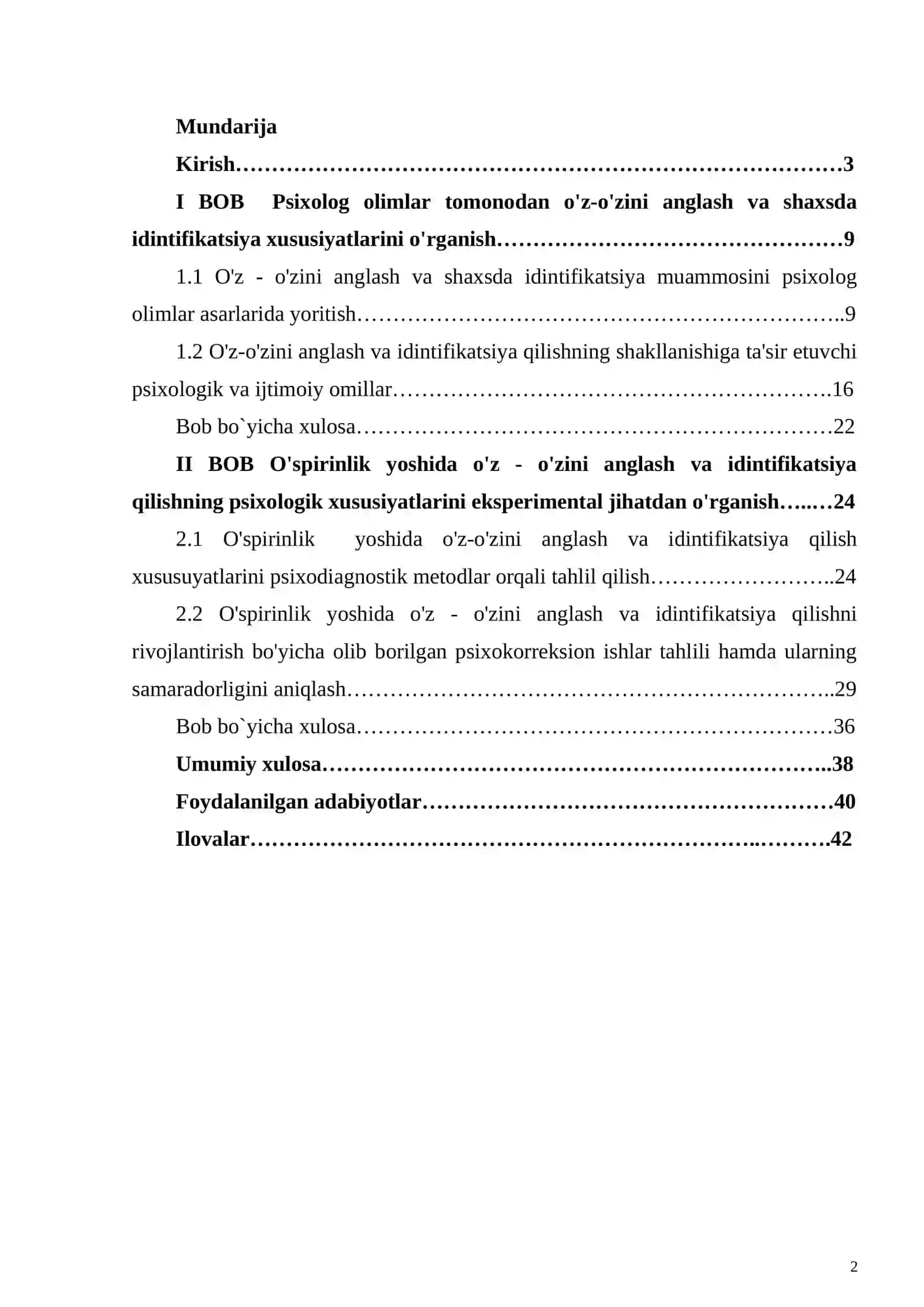 O'z-o'zini anglash va shaxsda identifikatsiya muammosi 2