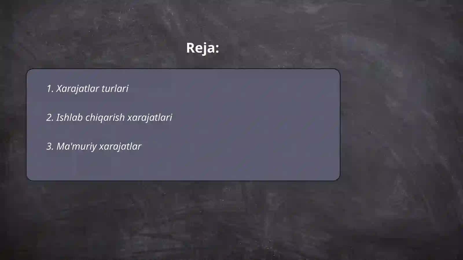 Xarajatlar turlari 2