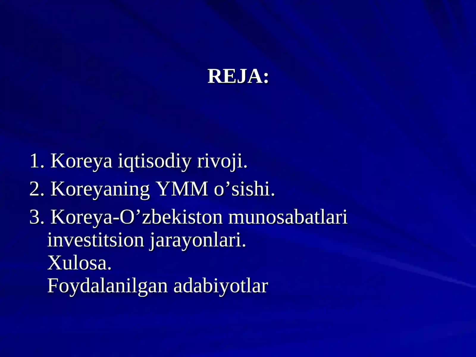 Koreya qishloq xo’jaligi va investitsion jarayonlari 2