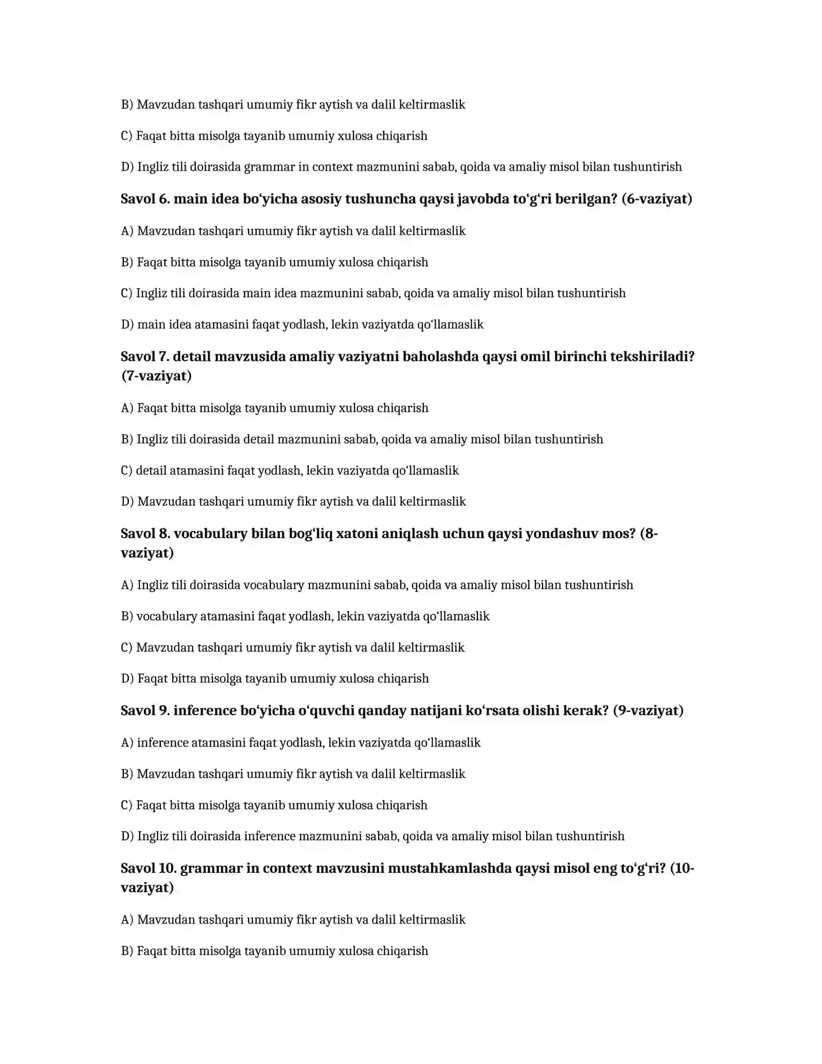 Ingliz tili: reading comprehension A2-B1 — 100 test 2