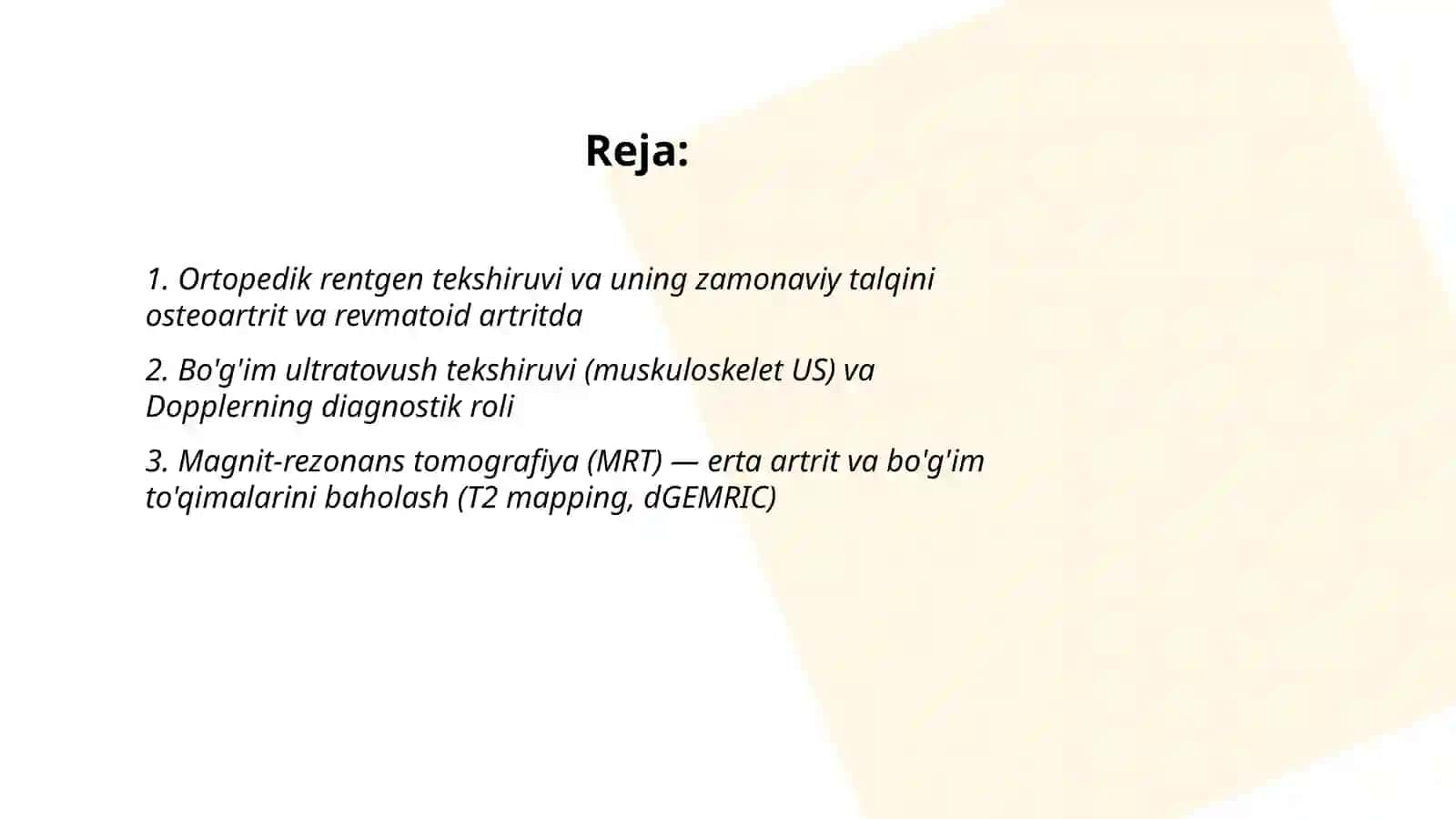 Bo'g'im kasalliklarini zamonaviy tekshirish usullari 2