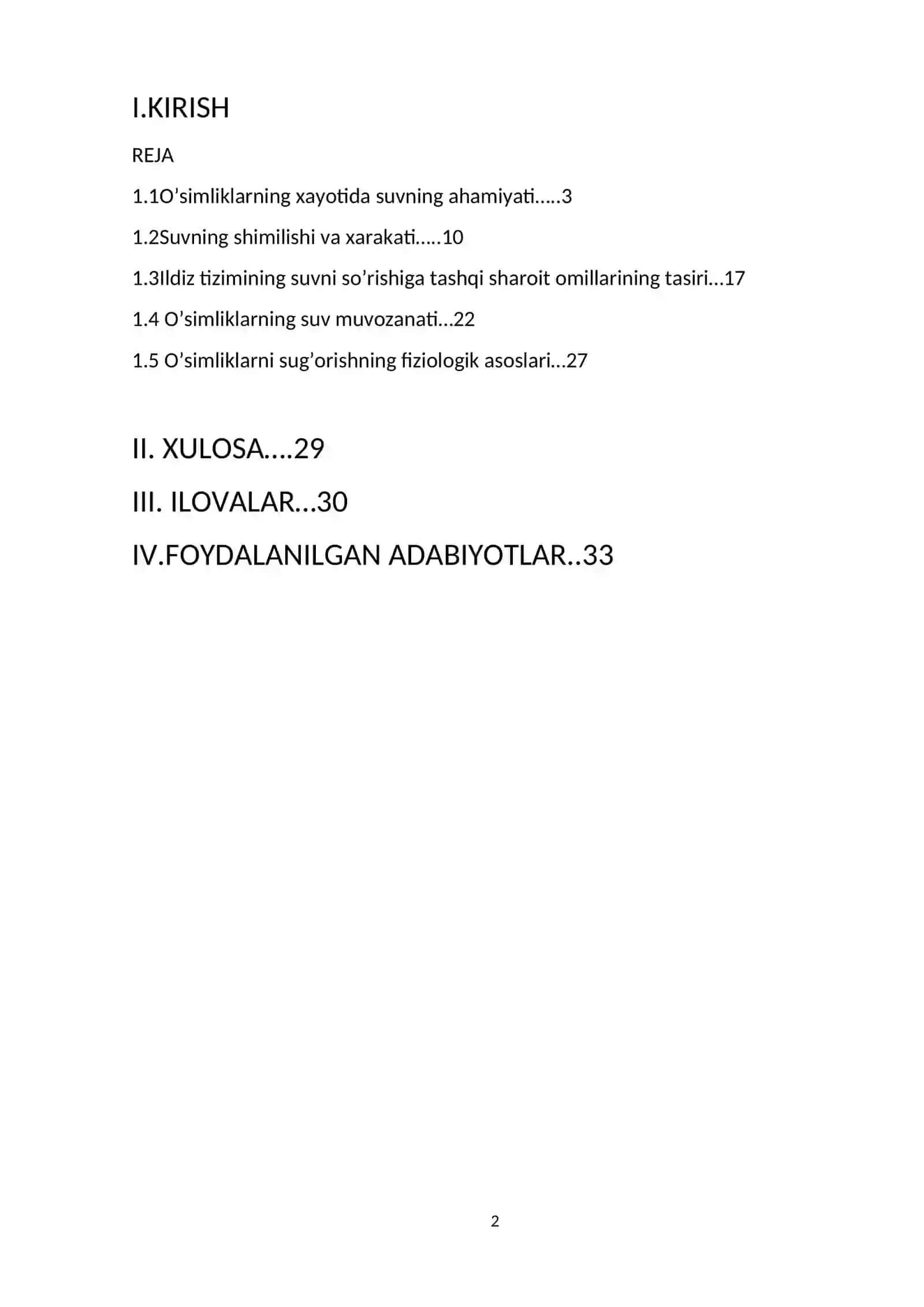 O'simliklarda suvning ahamiyati 2
