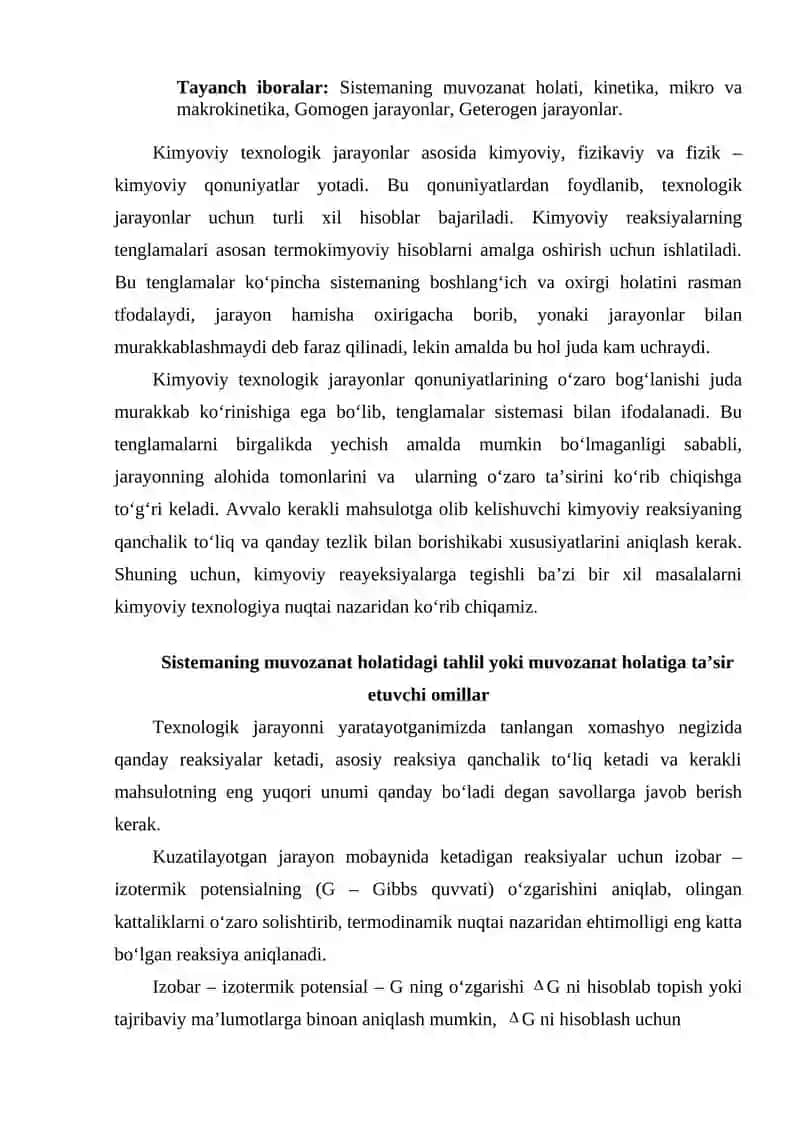 Kimyoviy texnologiyada fizik kimyoviy qonuniyatlar 2