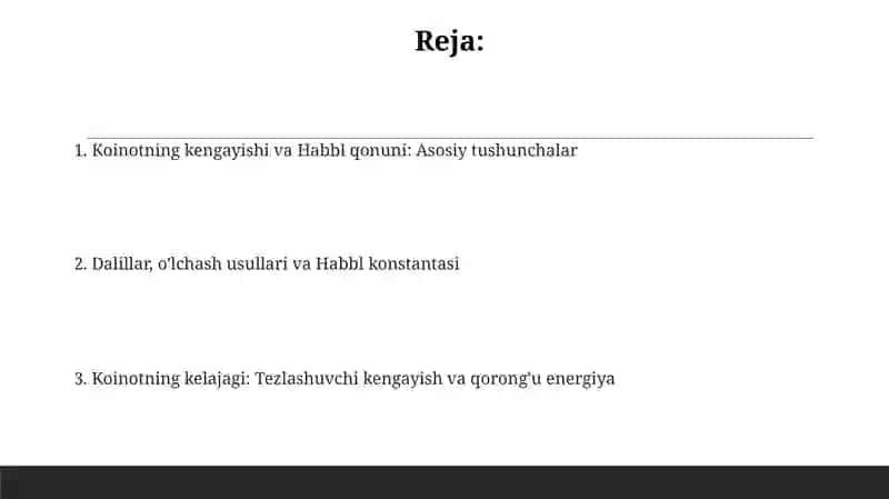 Koinotning kengayishi va Habbl qonuni 2