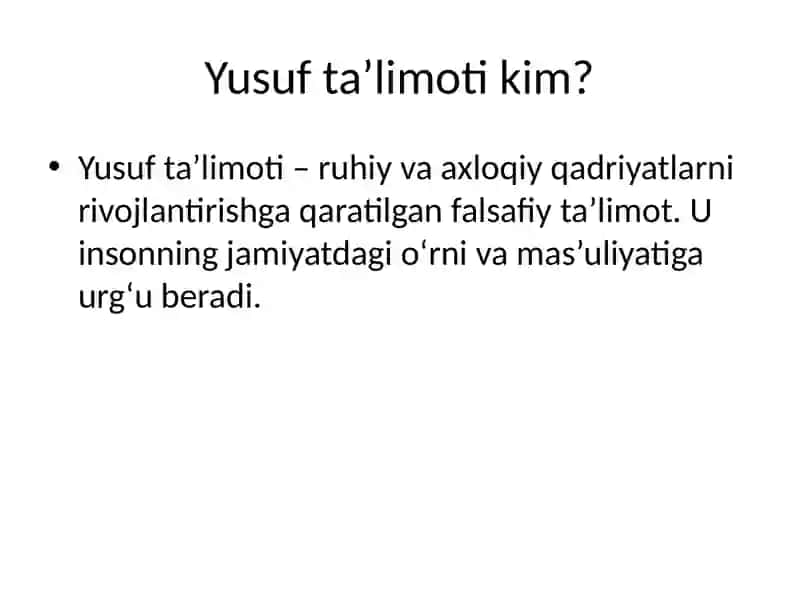 Yusuf talimoti 2