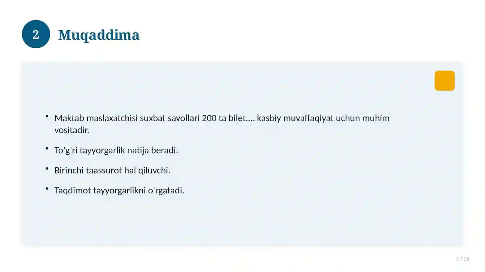 Maktab maslaxatchisi suxbat savollari 200 ta bilet. Jami 1000 ta savol javoblari bilan 2