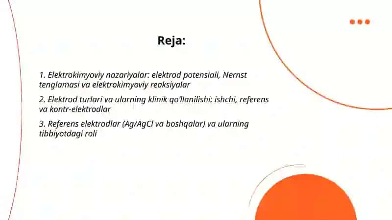 Elektrokimyo - tibbiyotda elektrodiagnostikaning asosi 2