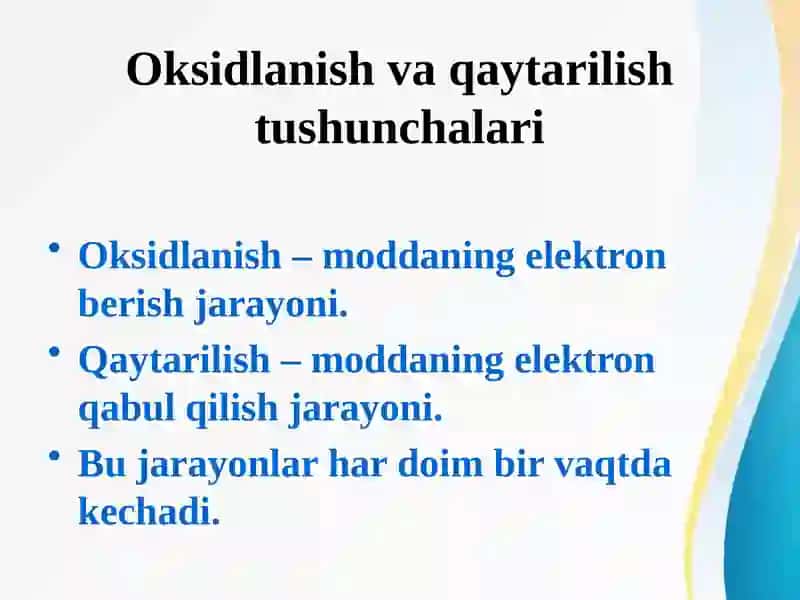 Oksidlanish-qaytarilish reaksiyalari 2