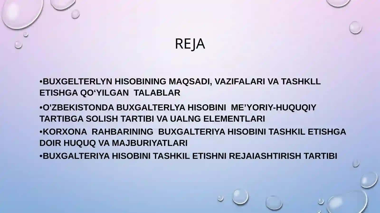 BUXGALTERIYA  HISOBI xizmatini TASHKIL ETISH 2