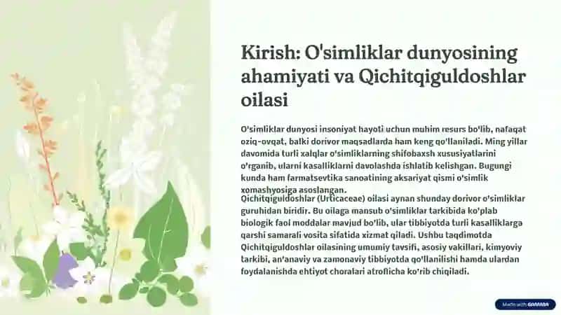 qichitqigullilar oilasi tarkibi tuzilishi va vazifalari haqida. 2