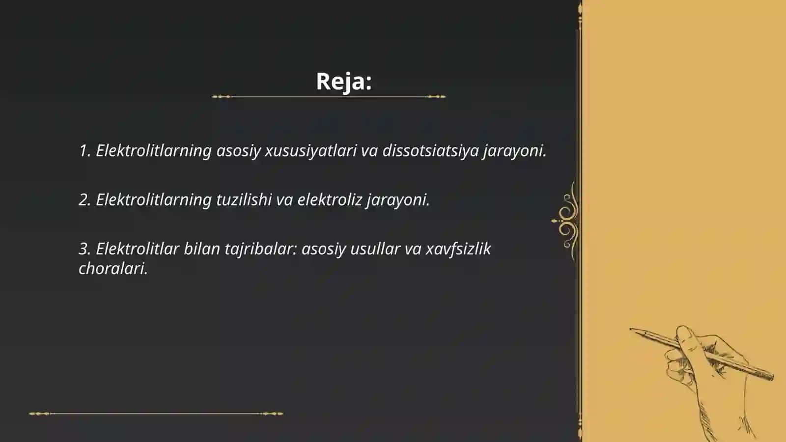 Elektrolitik dissotsilanish mavzusini o’qitishda eksperiment va yangi pedagogik texnologiyadan foydalanish. Eritmalar tayyorlash malaka va ko’nikmalarini egallash 2