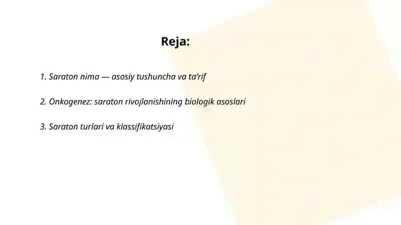 Saraton kasalliklari haqida tushuncha 2