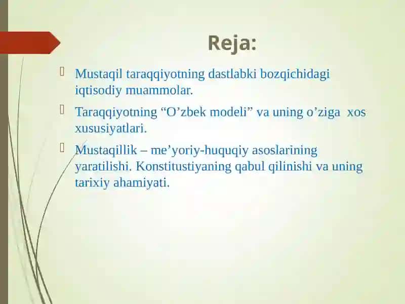 O’ZBEKISTONNING O’ZIGA XOS ISTIQLOL VA TARAQQIYOT YO’LI 2