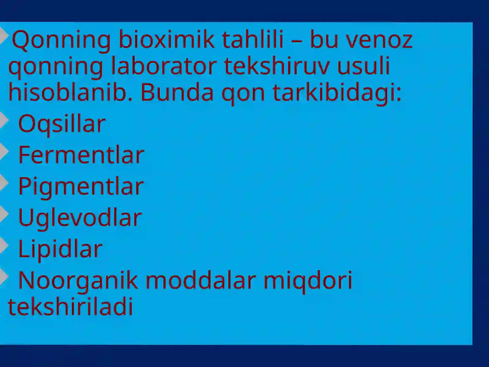 Gan tahlili qonning bioximik tarkibi 2