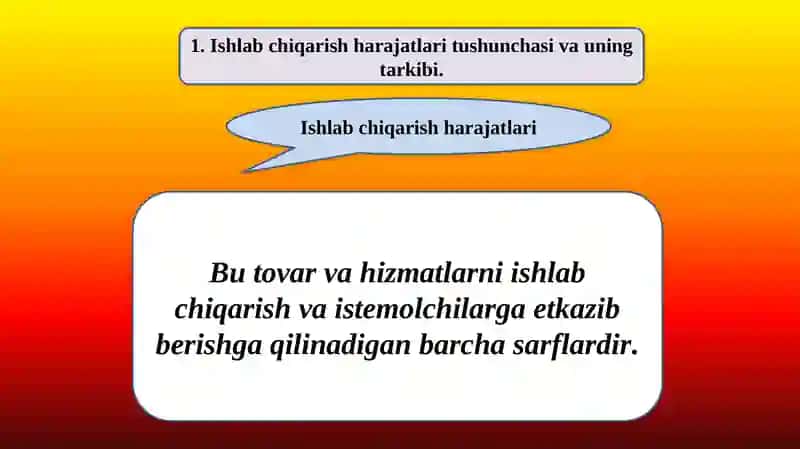 Ishlab chiqarish xarajatlari va foyda 2