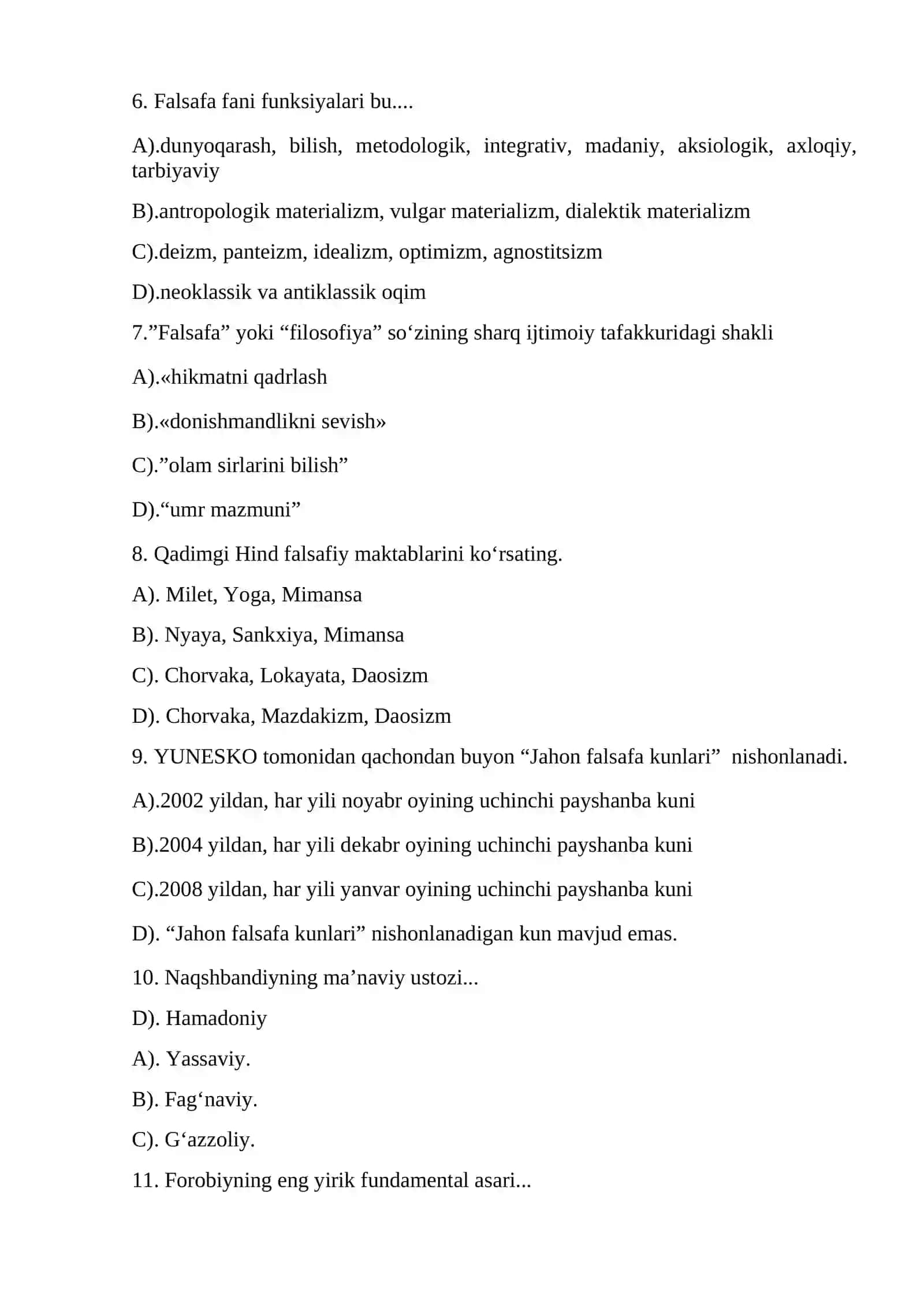 Falsafa test 2