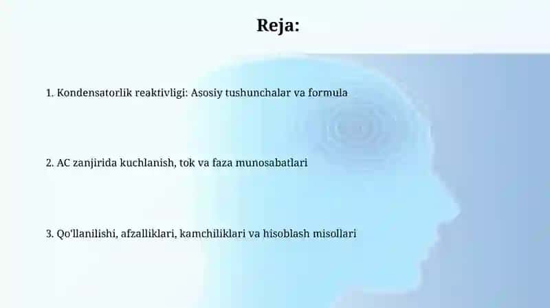 O'zgaruvchan tok zanjirida sig'imli reaktivlik 2