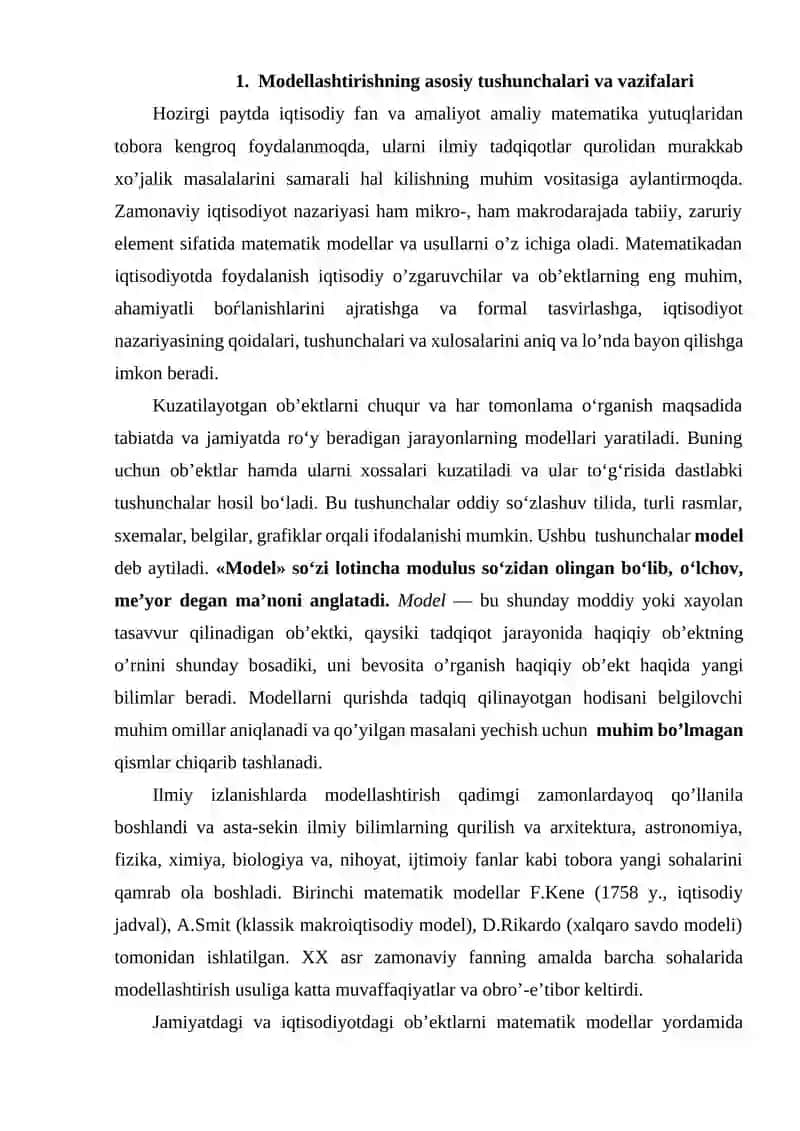 Ijtimoiy jarayonlarni modellashtirish va modellar haqida tushuncha 2