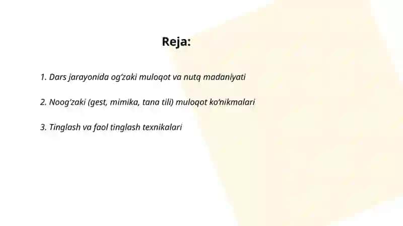 Og‘zaki muloqot va nutq madaniyati 2