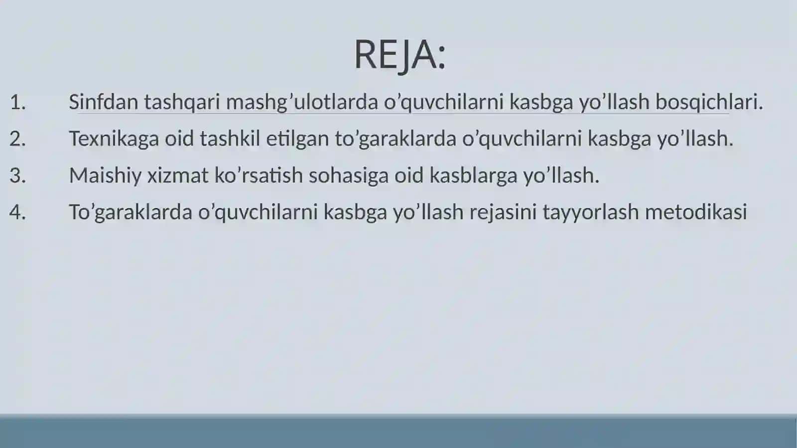 Sinfdan tashqari mashg'ulotlarda o'quvchilarni kasbga yo'llash 2