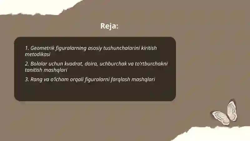 Geometrik figuralarni farqlash va nomini aytishga òrgatish 2