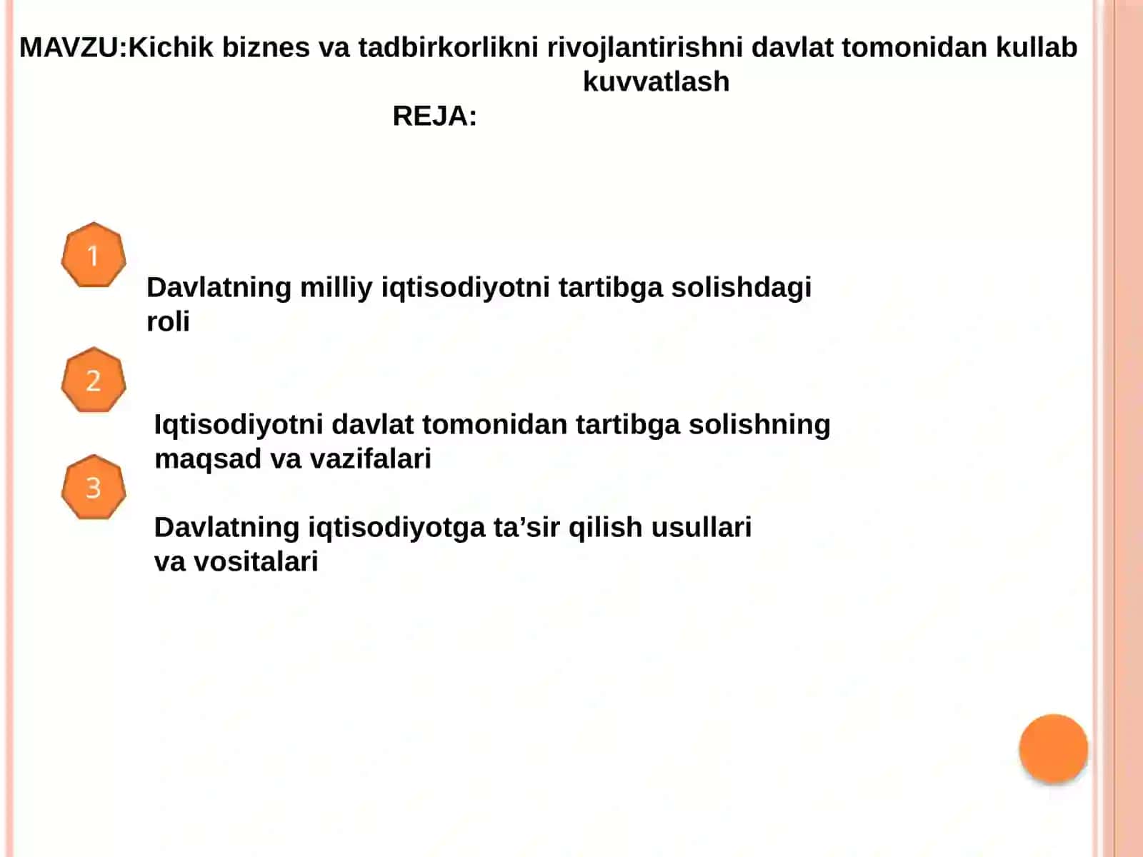 Kichik biznes va tadbirkorlikni rivojlantirish 2