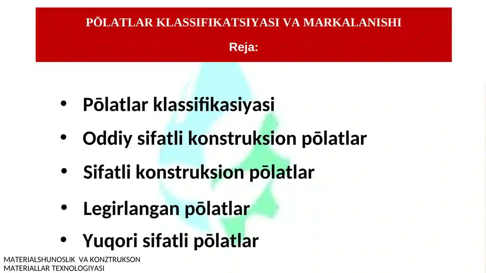 PŌLATLARKLASSIFIKATSIYASI VA MARKALANISHI 2