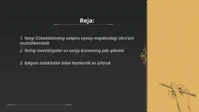 Yangi Oʻzbekistonni Butun Dunyo Tanimoqda 2