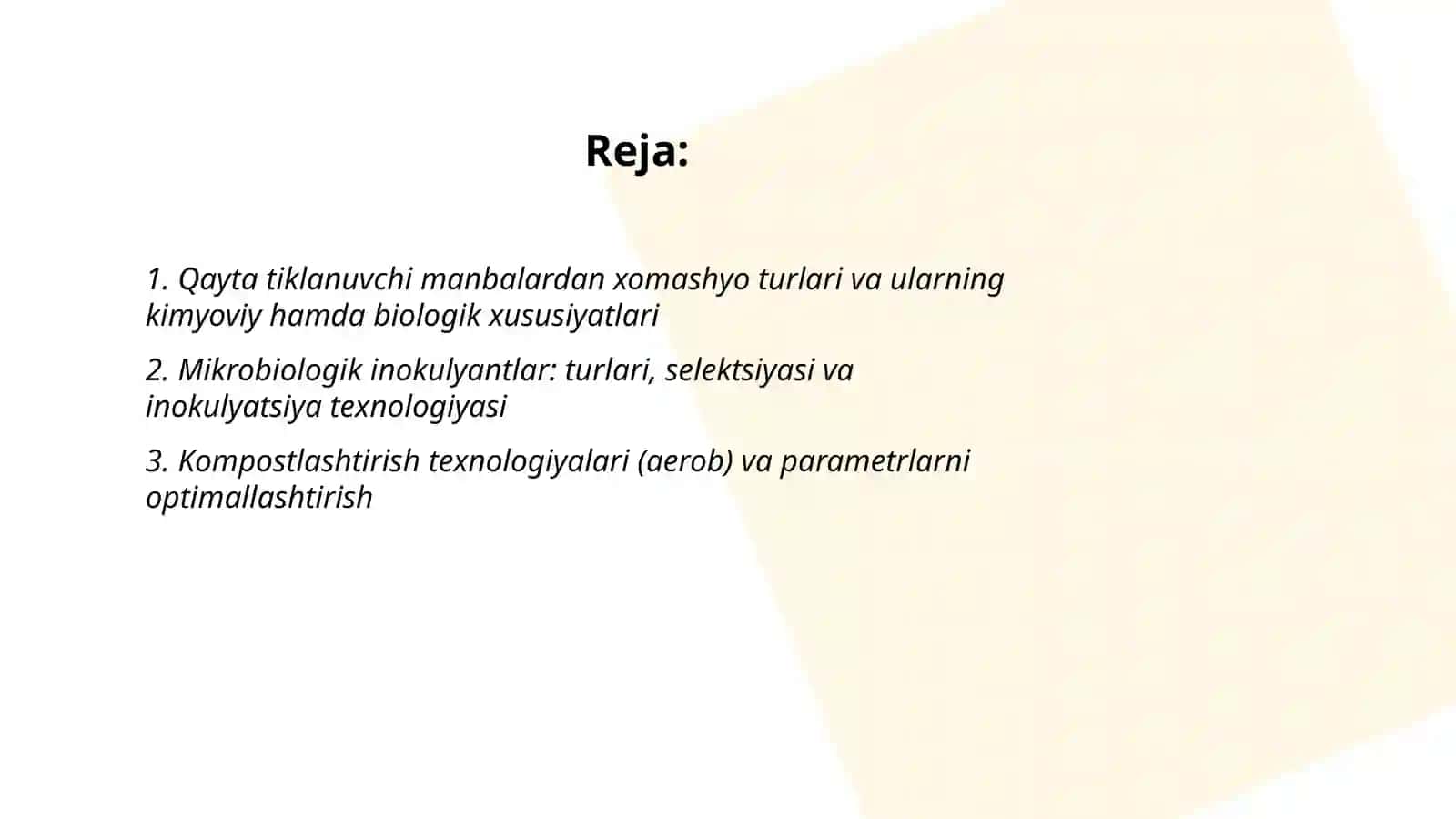 Qayta tiklanuvchi manbalardan biologik oʻgʻitlar tayyorlash texnologiyasi 2