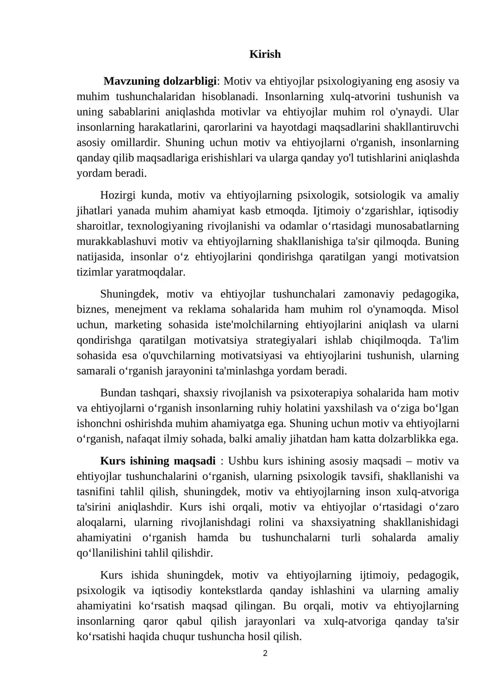 Motiv va ehtiyojning ta'riflari ularning tasnifi 2