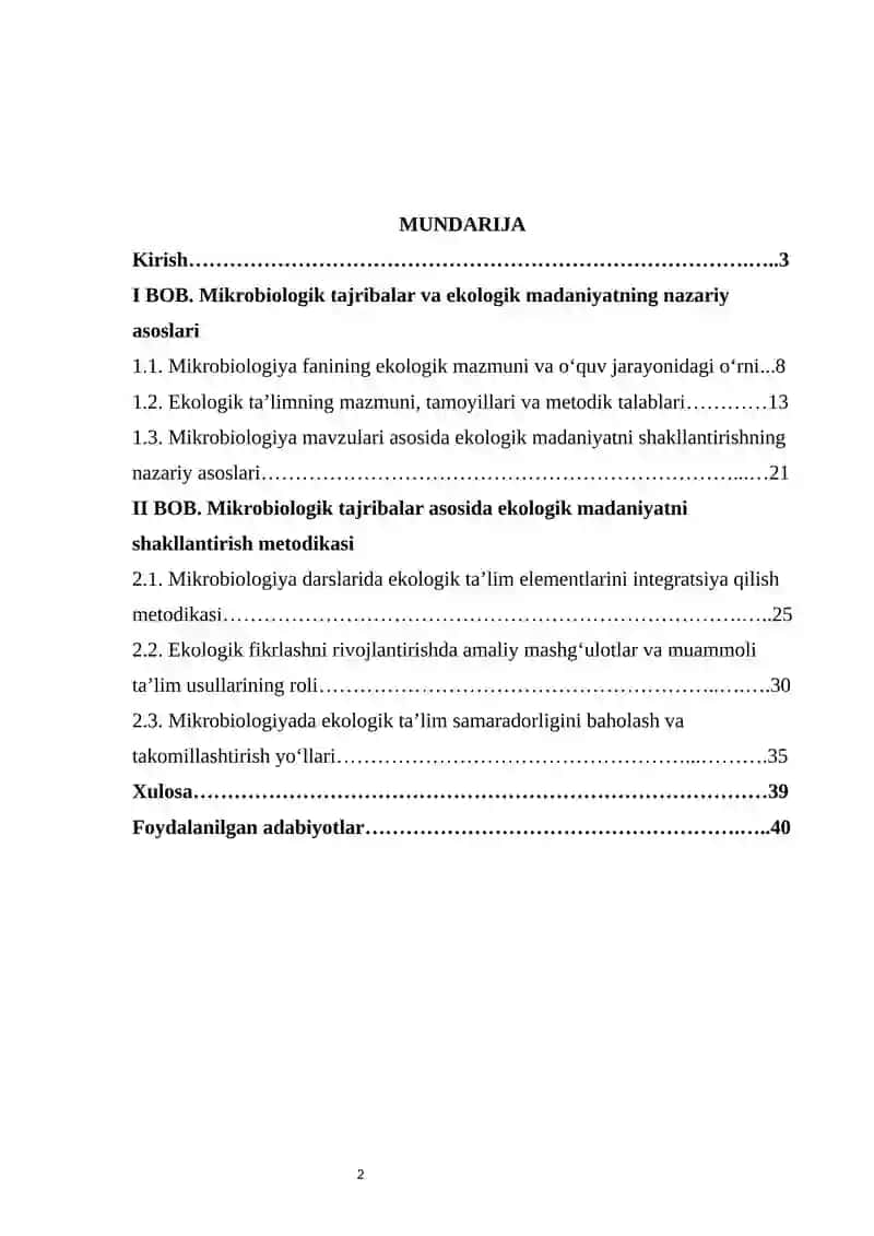 Mikrobiologik tajribalar asosida ekologik madaniyatni shakllantirish metodikasi 2