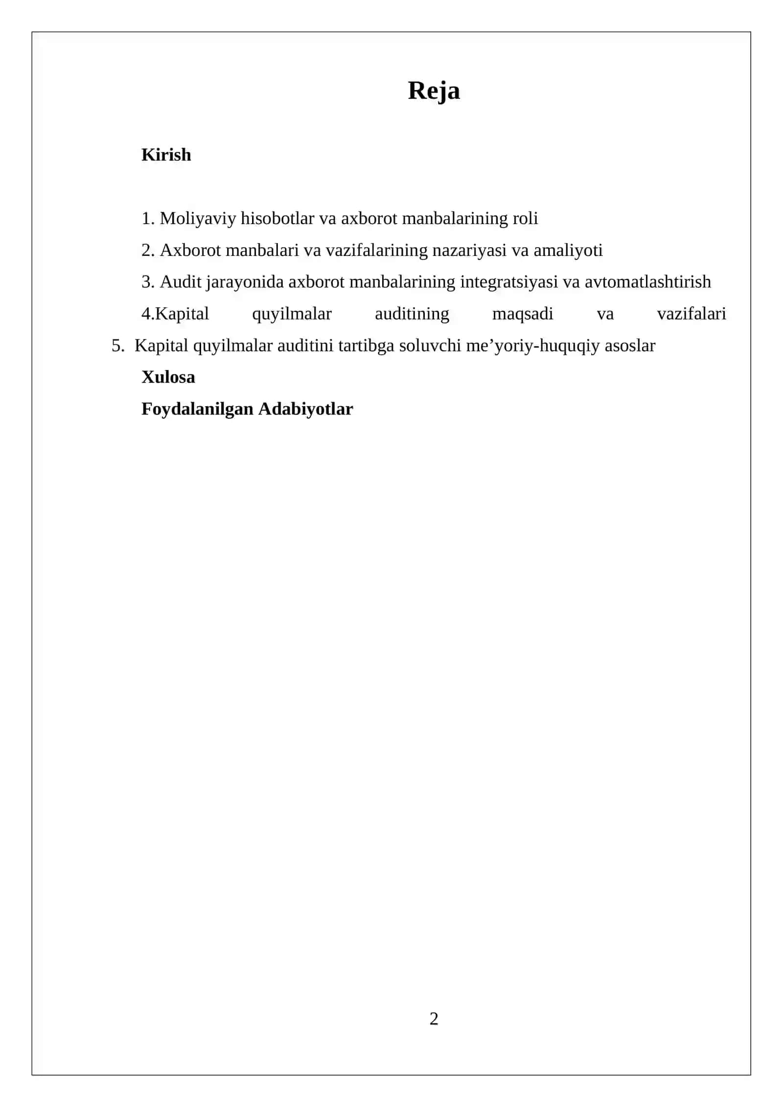 Kapital quyilmalarning auditining axborot manbalari va vazifalari 2
