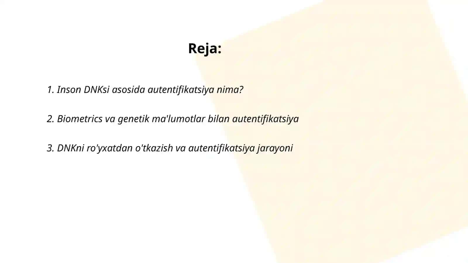 Kelajak texnologiyasi sifatida inson DNK ma'lumotlari asosida autentifikatsiya qilish imkoniyatlari 2