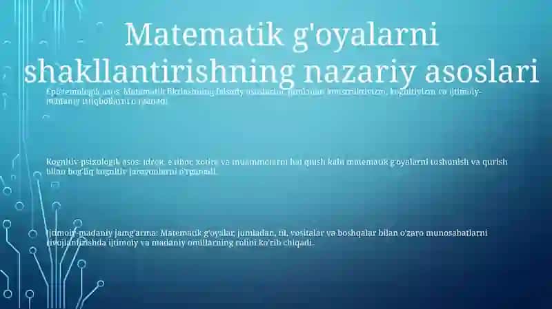 Matematik Tasavvurlarni Shakllantirish Nazariyasi Texnalogiyalari Fanining Nazariy Asoslari 2