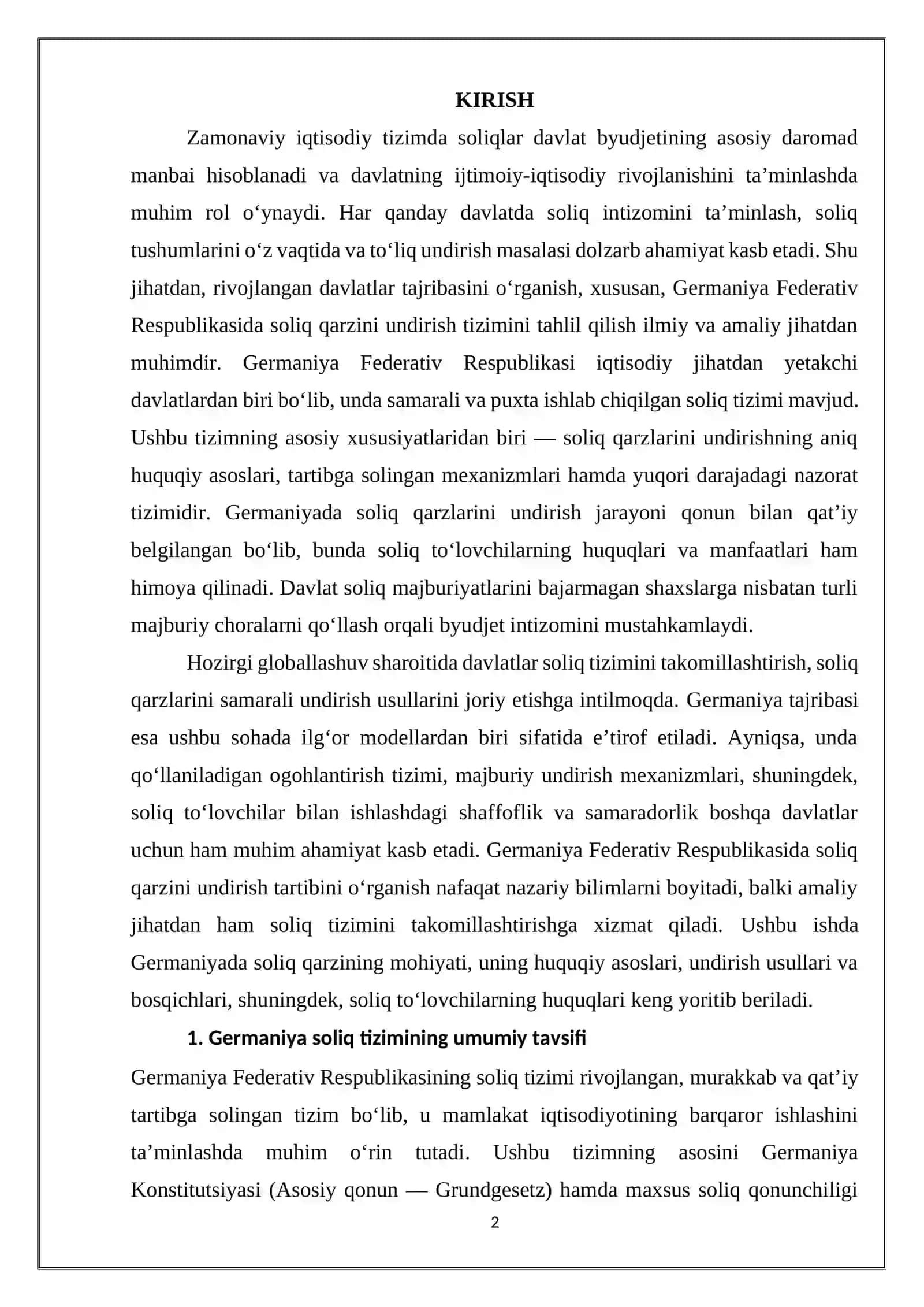 Germaniya Federativ Respublikasida soliq qarzini undirish tartibi 2