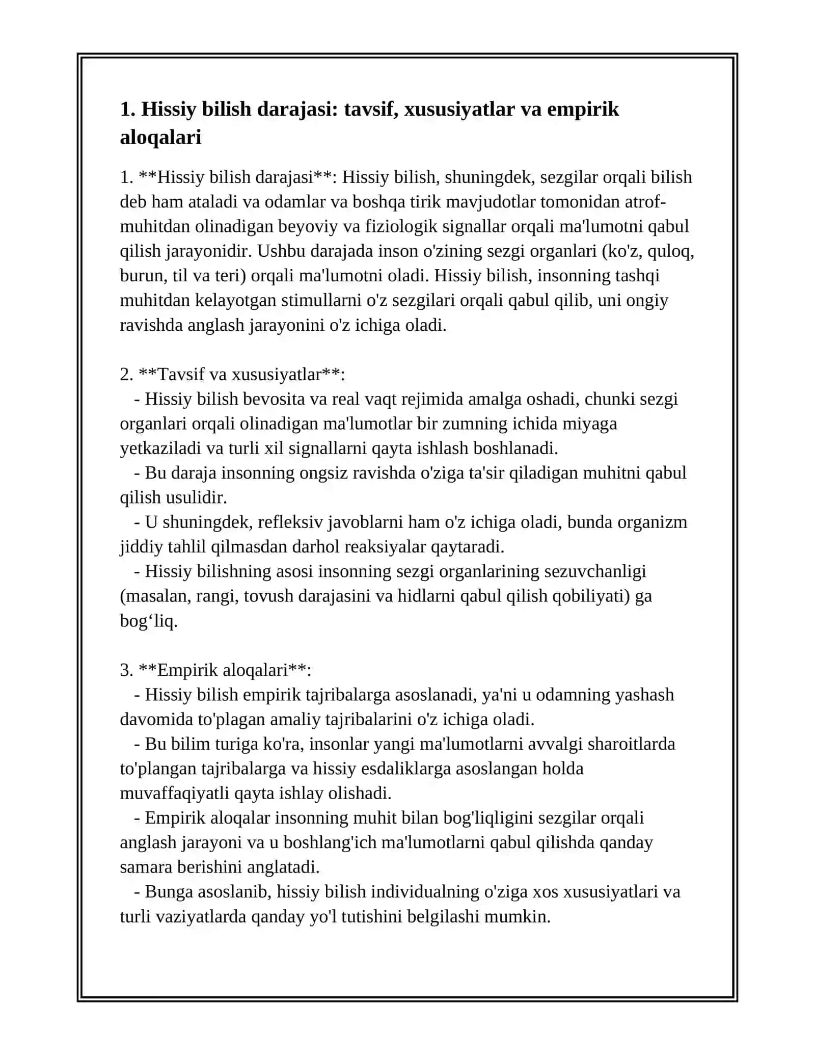 HISSIY EMPIRIK NAZARIY MANTIQIY INTUITIV BILISH DARAJALARINING ÕZARO ALOQASI VA FARQLARI 2