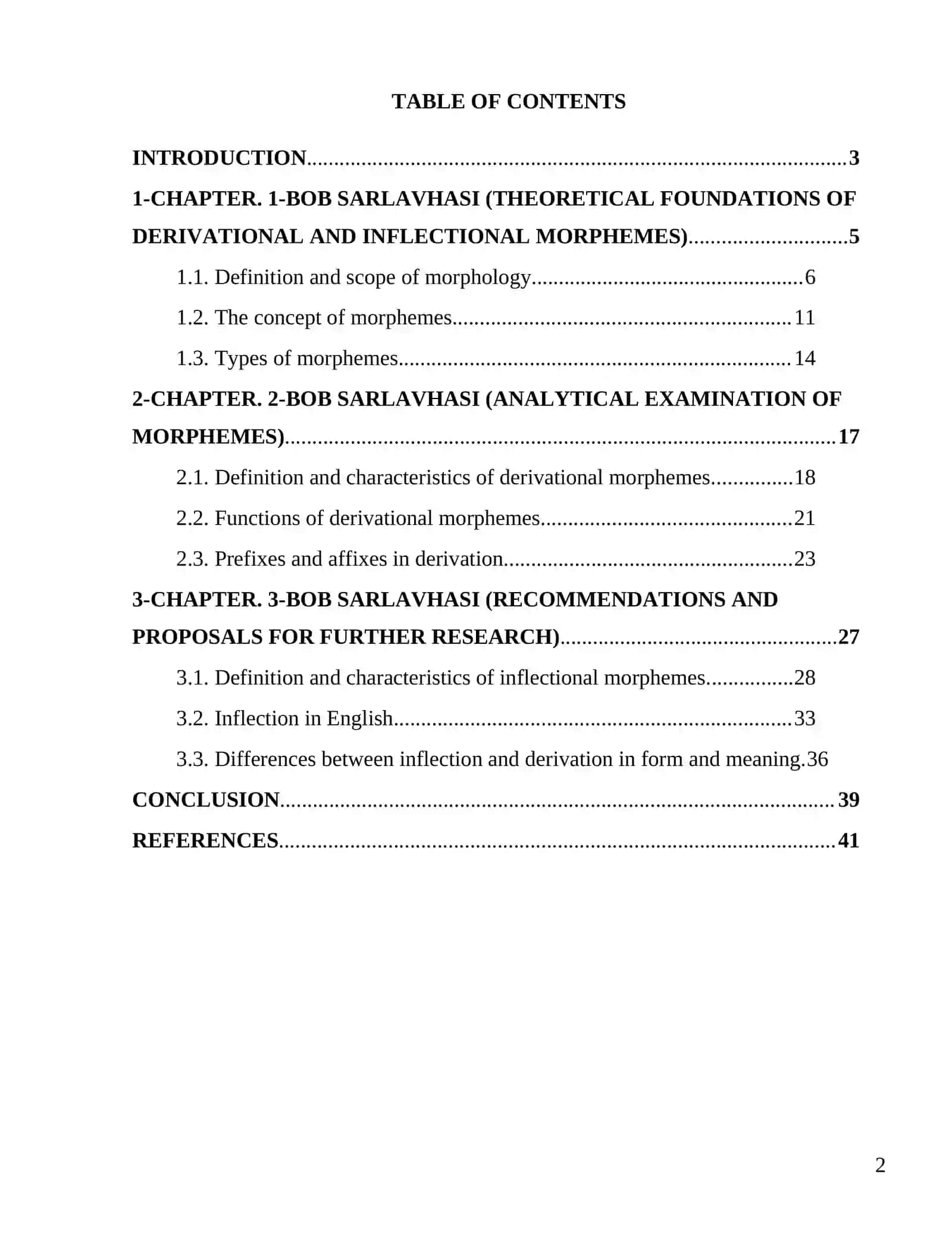 "Derivational and inflectional morphemes. Theoretical approach" 2